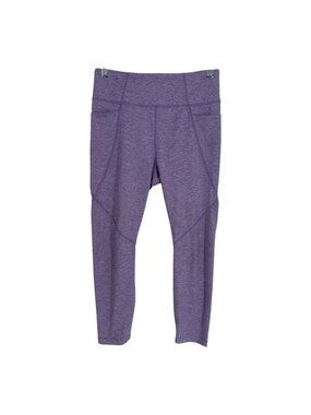 JoyLab Fleece Lined Leggings Medium Purple Heathered High Rise Pockets Yoga